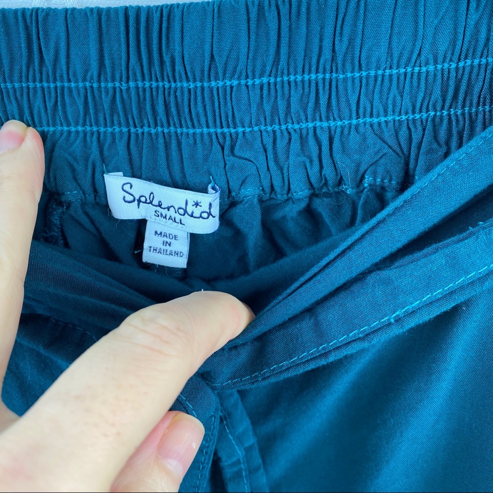 Splendid Blue Green Paperbag Shorts Tie Small - Picture 3 of 4